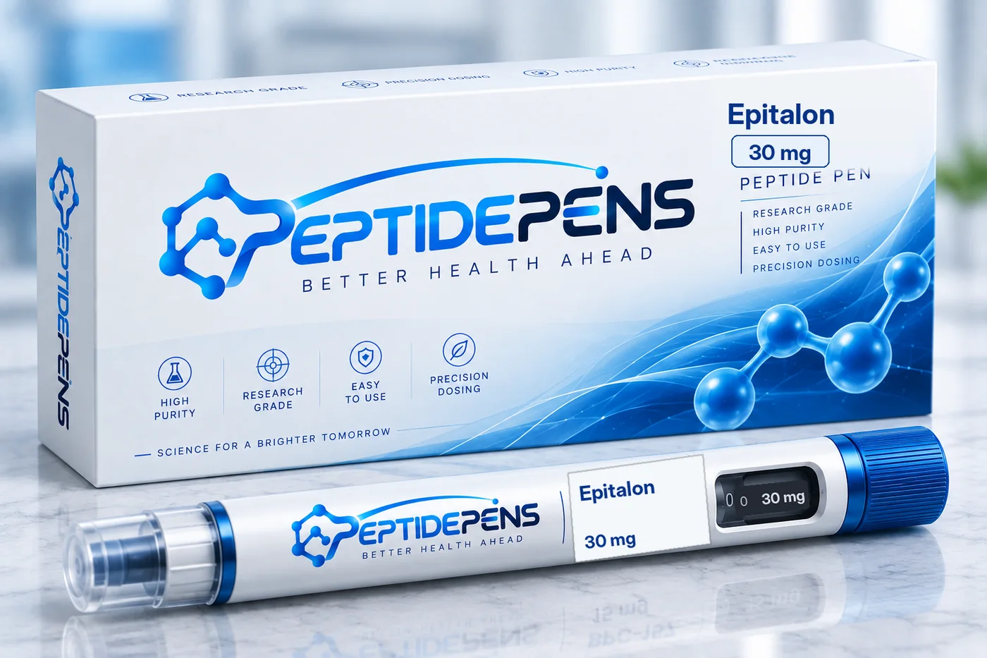 Epitalon Pen mit 30 mg, Pen und Verpackung