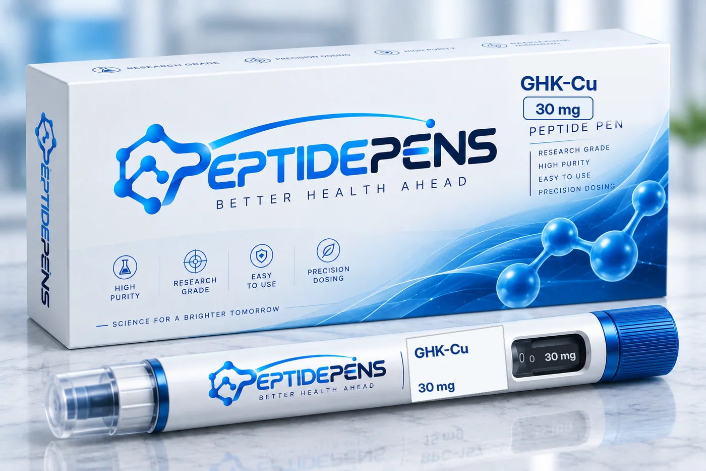 GHK-Cu Pen 30 mg (Skin Glow) mit 30 mg, Pen und Verpackung